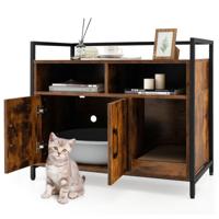 Kattenbak Verborgen Kattentoilet met Dubbele Deuren en Krabplank voor Ingang Slaapkamer Woonkamer Bruin 90 x 45 x 74 cm