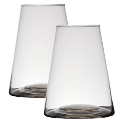 Set van 2x stuks vaas donna - 16 x 16 cm - transparant - glas - home-basics - vazen - bloemenvaas