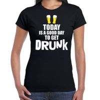 Zwart fun t-shirt good day to get drunk voor dames