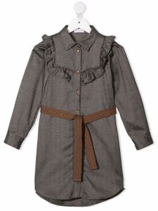 Brunello Cucinelli Kids robe en jean à volants - Noir