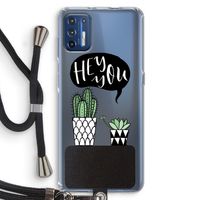 Hey you cactus: Motorola Moto G9 Plus Transparant Hoesje met koord