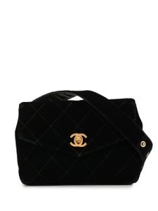 CHANEL Pre-Owned sac banane en velours à design matelassé (1995) - Noir