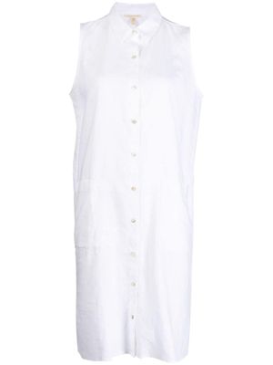 Eileen Fisher robe-chemise en lin à design sans manches - Blanc