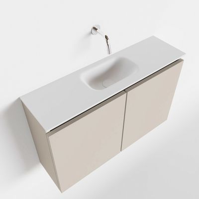 Toiletmeubel Mondiaz Ture | 80 cm | Meubelkleur Linen | Eden wastafel Talc Midden | Zonder kraangat