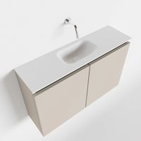 Toiletmeubel Mondiaz Ture | 80 cm | Meubelkleur Linen | Eden wastafel Talc Midden | Zonder kraangat