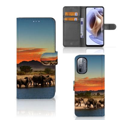 Motorola Moto G31 | G41 | Telefoonhoesje | Met pasjeshouder | Olifanten