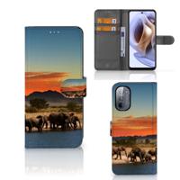 Motorola Moto G31 | G41 | Telefoonhoesje | Met pasjeshouder | Olifanten