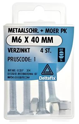 M.schroef moer pk m6x40mm 4st - Deltafix