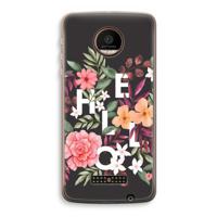 Hello in flowers: Motorola Moto Z Force Transparant Hoesje - thumbnail