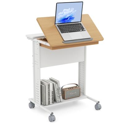 Bureau met Wielen & Kantelbare Tafelblad Mobiele Computerbureau PC-Tafel Laptoptafel Natuur