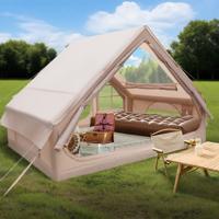 Opblaasbare Campingtent voor 4-6 Personen Waterdichte Lucht Tent met Pomp met Muskietennetten 2 Deuren Beige Opblaasbare Campingtent voor 4-6 Personen Waterdichte Lucht Tent met Pomp met Muskietennetten 2 Deuren Beige