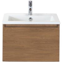 Frozen Badmeubelset 60 cm - Greeplijst in Kleur - Honey - Keramische Wastafel Wit 1 Kraangat