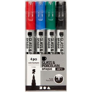 Creativ Company 31336 markeerstift 4 stuk(s) Kogelpunt Zwart, Blauw, Groen, Rood