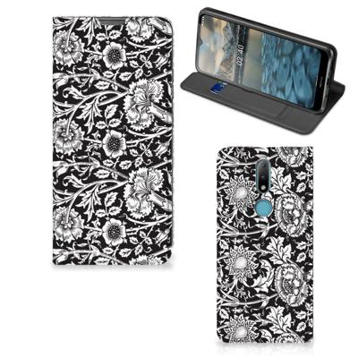 Nokia 2.4 Smart Cover Black Flowers Nokia 2.4 Smart Cover Black Flowers