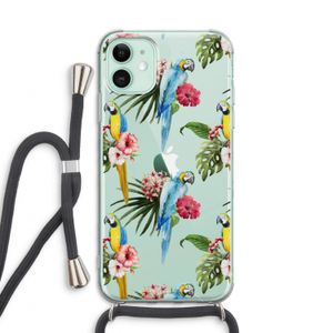 Kleurrijke papegaaien: iPhone 11 Transparant Hoesje met koord