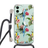 Kleurrijke papegaaien: iPhone 11 Transparant Hoesje met koord