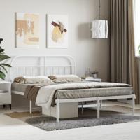 Bedframe met hoofdbord metaal wit 140x190 cm - thumbnail