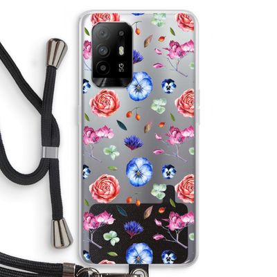 Bloemetjes: Oppo A94 5G Transparant Hoesje met koord