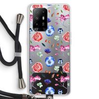 Bloemetjes: Oppo A94 5G Transparant Hoesje met koord