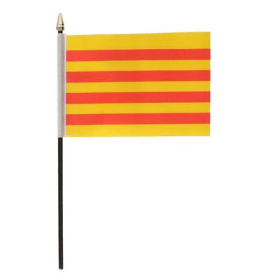 Catelonie - mini vlaggetje van 10 x 15 cm op stokje - Landen vlag - H27 cm