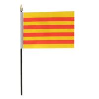 Catelonie - mini vlaggetje van 10 x 15 cm op stokje - Landen vlag - H27 cm