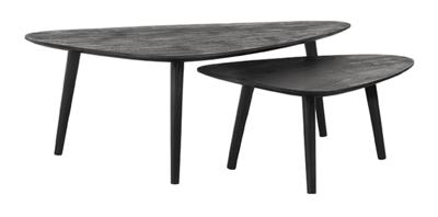 LABEL51 Organische Salontafel 'Rock' Mangohout, Set van 2 stuks, kleur Zwart