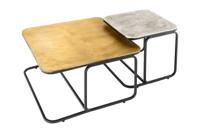 Salontafel ABSTRACT set van 2 60cm goud silver zwart metaal frame - 43515