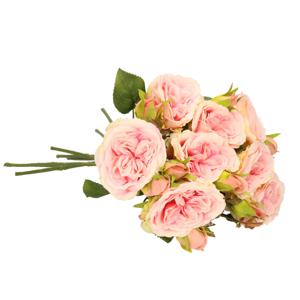 Kunstbloemen boeket roos Anne - 8x - roze - 37 cm - decoratie bloemen