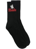 RHUDE chaussettes colour block à logo intarsia - Noir