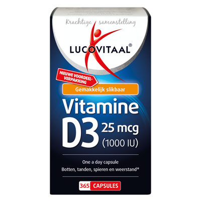Lucovitaal Voedingssupplementen Vitamine D3 25mcg Capsules Botten & Weerstand 365Capsules