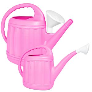 Tuinplanten Gieters Eureka - 2x - kunststof - roze - voor buiten - broeskop - 12 en 7 Liter