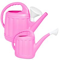 Tuinplanten Gieters Eureka - 2x - kunststof - roze - voor buiten - broeskop - 12 en 7 Liter