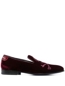 Philipp Plein mocassins en velours à broderies 20 mm - Rouge