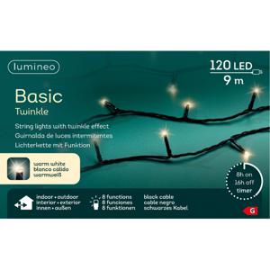 Kerstverlichting - 120 led lampjes - warm wit - 9 meter - zwart snoer - lichtsnoer