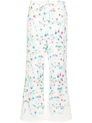 Marni pantalon de jogging en coton à fleurs - Blanc