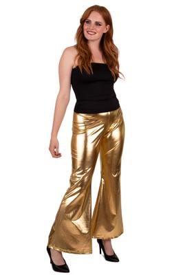 Flared Broek Metallic Goud Dames
