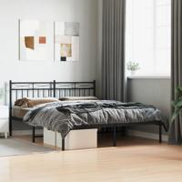 Bedframe met hoofdbord metaal zwart 160x200 cm