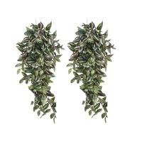 2x stuks tradescantia vaderplant kunstplanten groen L80 x B30 x H15 cm hangplant - thumbnail