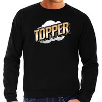 Topper fun tekst sweater voor heren zwart in 3D effect - thumbnail