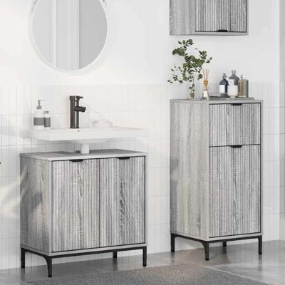 Badkamermeubelset met lade 2 pcs Grijs sonoma 39.5 x 36 x 88 cm