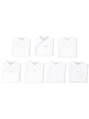 Bonpoint lot de sept bodys brodés - Blanc