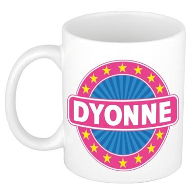 Dyonne voornaam koffiemok - beker - wit/roze - 300 ml - Cadeau - Dames - Collega - Moederdag Dyonne voornaam koffiemok - beker - wit/roze - 300 ml - Cadeau - Dames - Collega - Moederdag