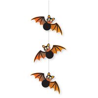 Halloween hangende vleermuizen decoratie zwart/oranje 70 cm - thumbnail