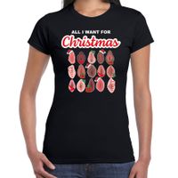 Foute kersttrui/t-shirt voor dames - All I want for Christmas - vagina - zwart