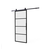 Intersteel DIY-schuifdeur Cubo zwart incl. matglas 2350x980x28mm + zwart schuifdeursysteem Basic Top