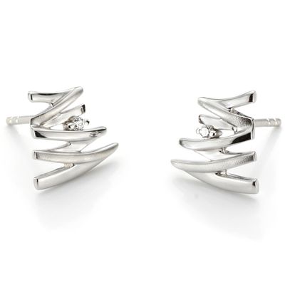 GALA DESIGN J0091 Oorknoppen Tokyo zilver-zirconia wit