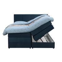 Leen Bakker - Boxspring Met Opbergruimte Liv Geblokt - 160x200 Cm - Stof/Velvet - Blauw