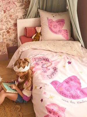Bedovertrek + omkeerbare kussensloop voor kinderen BIRDY, met gerecycled katoen roze (poederkleur) Bedovertrek + omkeerbare kussensloop voor kinderen BIRDY, met gerecycled katoen roze (poederkleur)