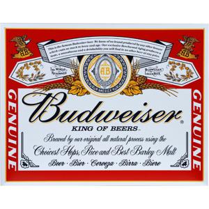 Nostalgic Art wandbord/muurplaatje - Metaal - Budweiser - 41 x 32 cm - Mancave - bier