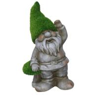 Tuinkabouter beeldje - Dwarf Grumpy - Polystone - grasgroene muts - 28 cm